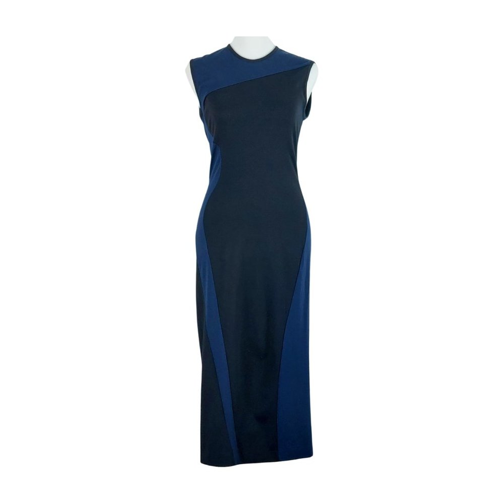 Stella McCartney Navy & Black Sleeveless Midi Sheath Dress Small